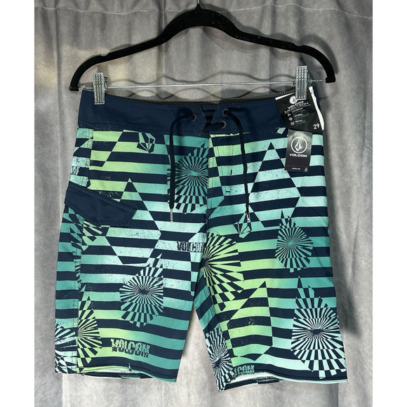 Volcom Mod-Tech Board Shorts Boys Size 29 (18) Mod Stone Stripe NWT - Picture 1 of 3